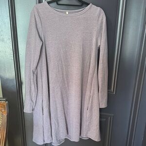 Purple Long Sleeve Dress With Pockets